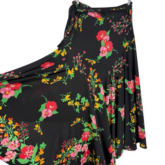 CAbi Wrap Skirt Size Small Midnight Drama Black Floral Midi Length Modest #5700 - Picture 10 of 10